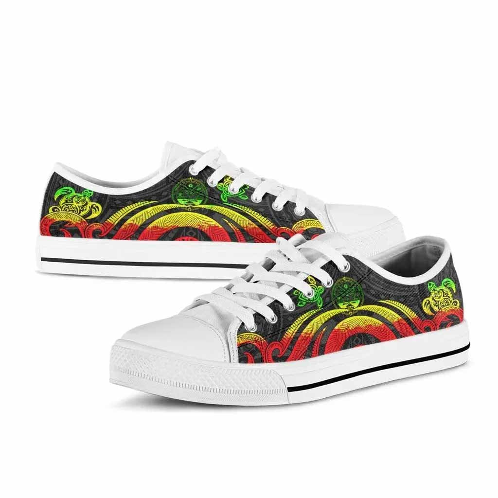 Marshall Islands Low Top Canvas Shoes - Reggae Tentacle Turtle Crest