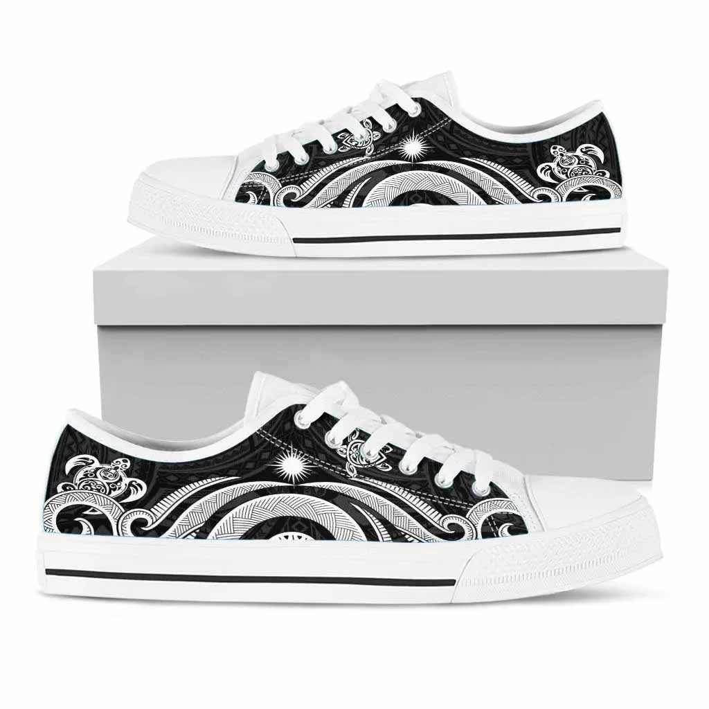 Marshall Islands Low Top Canvas Shoes - White Tentacle Turtle
