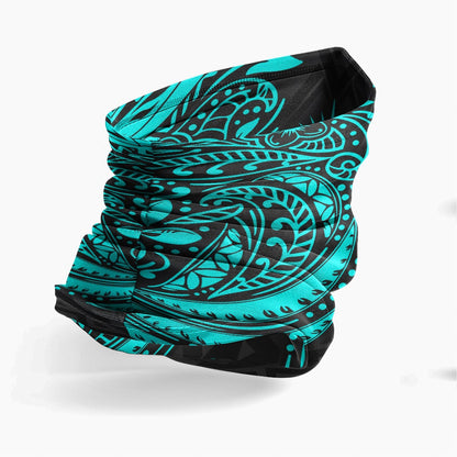 Marshall Islands Neck Gaiter - Floral Tattoo Neon Blue