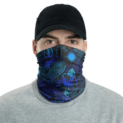 Marshall Islands Neck Gaiter - Turtle Hibiscus Blue
