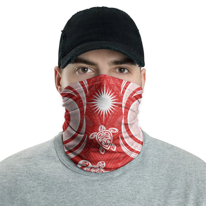 Marshall Islands Neck Gaiter - Turtle Tentacle White Red