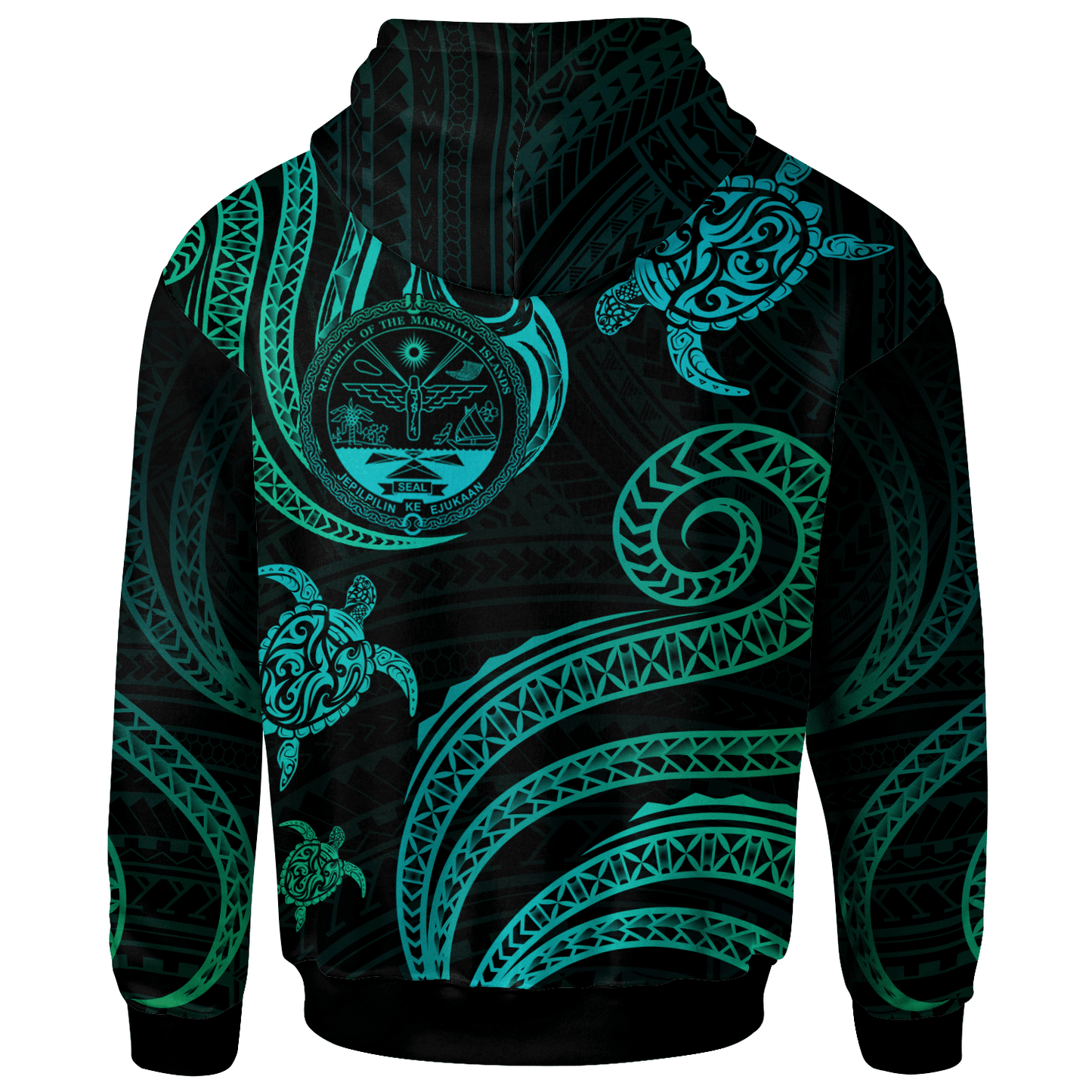Marshall Islands Personalised Custom Hoodie - Polynesian Turtle With Pattern