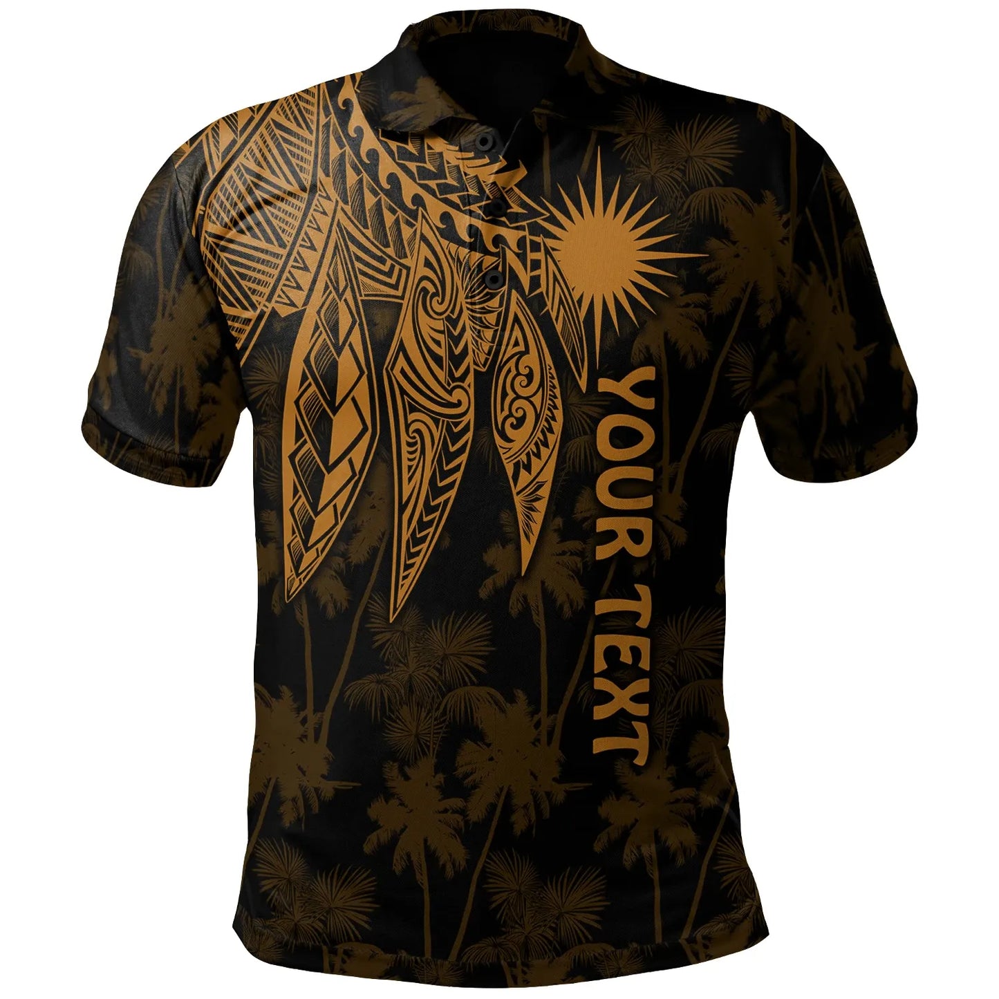 Marshall Islands Personalised Polo - Polynesian Wings (Golden)
