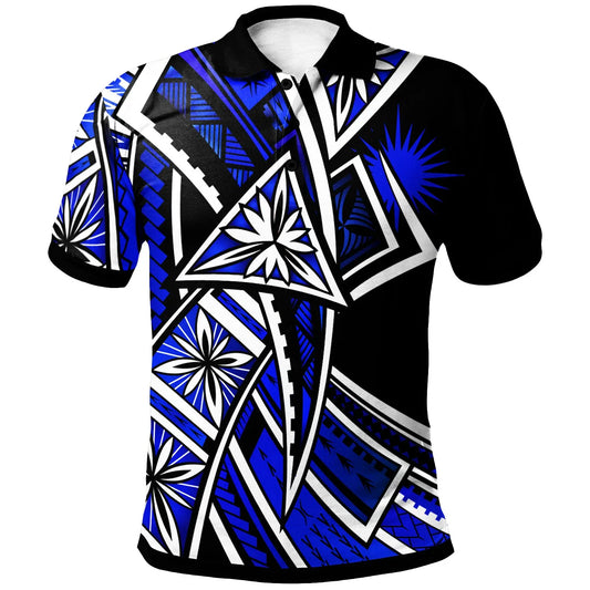 Marshall Islands Polo - Tribal Flower Special Pattern Blue Color