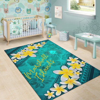 Marshall Islands Polynesian Area Rug - Plumeria With Blue Ocean