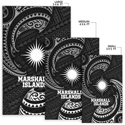 Marshall Islandss Polynesian Area Rug - White Tribal Wave