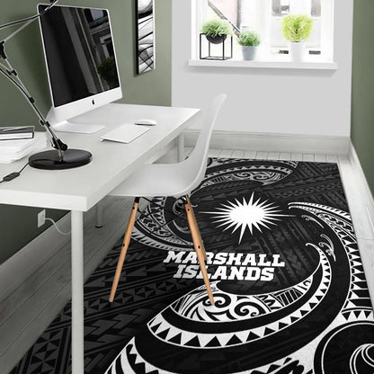 Marshall Islandss Polynesian Area Rug - White Tribal Wave