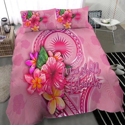 Marshall Islands Polynesian Bedding Set - Floral With Seal Pink