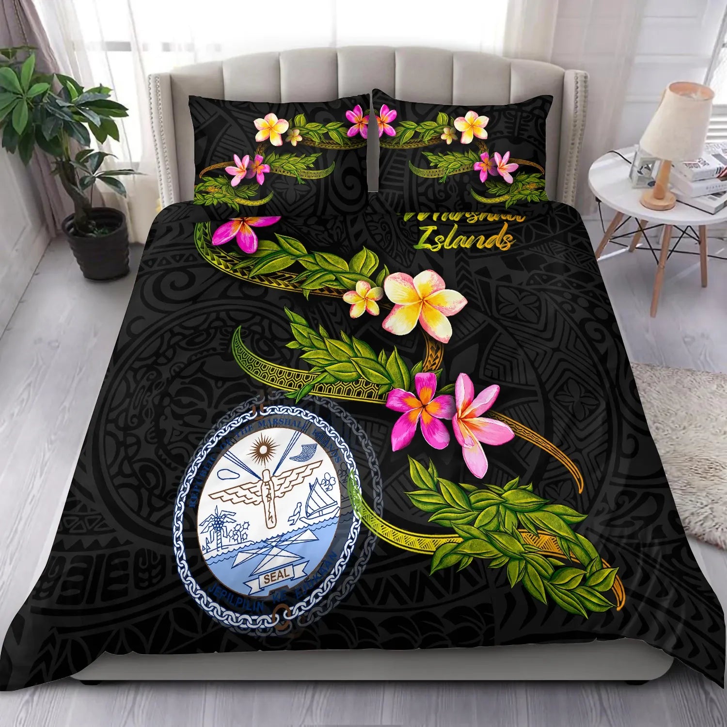 Marshall Islands Polynesian Bedding Set - Plumeria Tribal