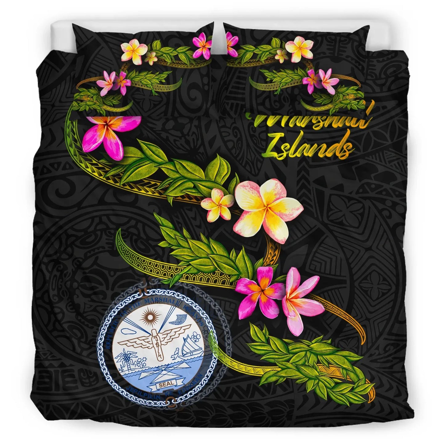Marshall Islands Polynesian Bedding Set - Plumeria Tribal