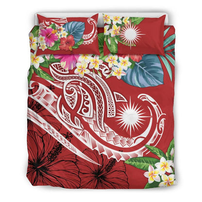 Marshall Islands Polynesian Bedding Set - Summer Plumeria (Red)