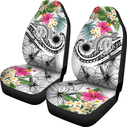 Marshall Islands Polynesian Car Seat Cover - Summer Plumeria (White)