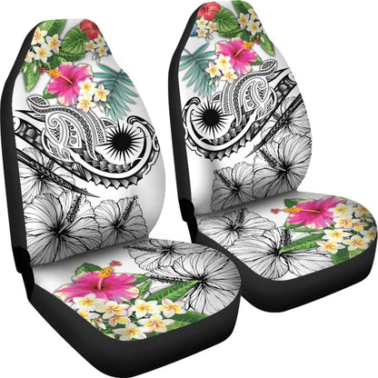 Marshall Islands Polynesian Car Seat Cover - Summer Plumeria (White)