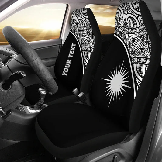 Marshall Islands Car Seat Covers - Marshall Islands Flag Polynesian White Curve