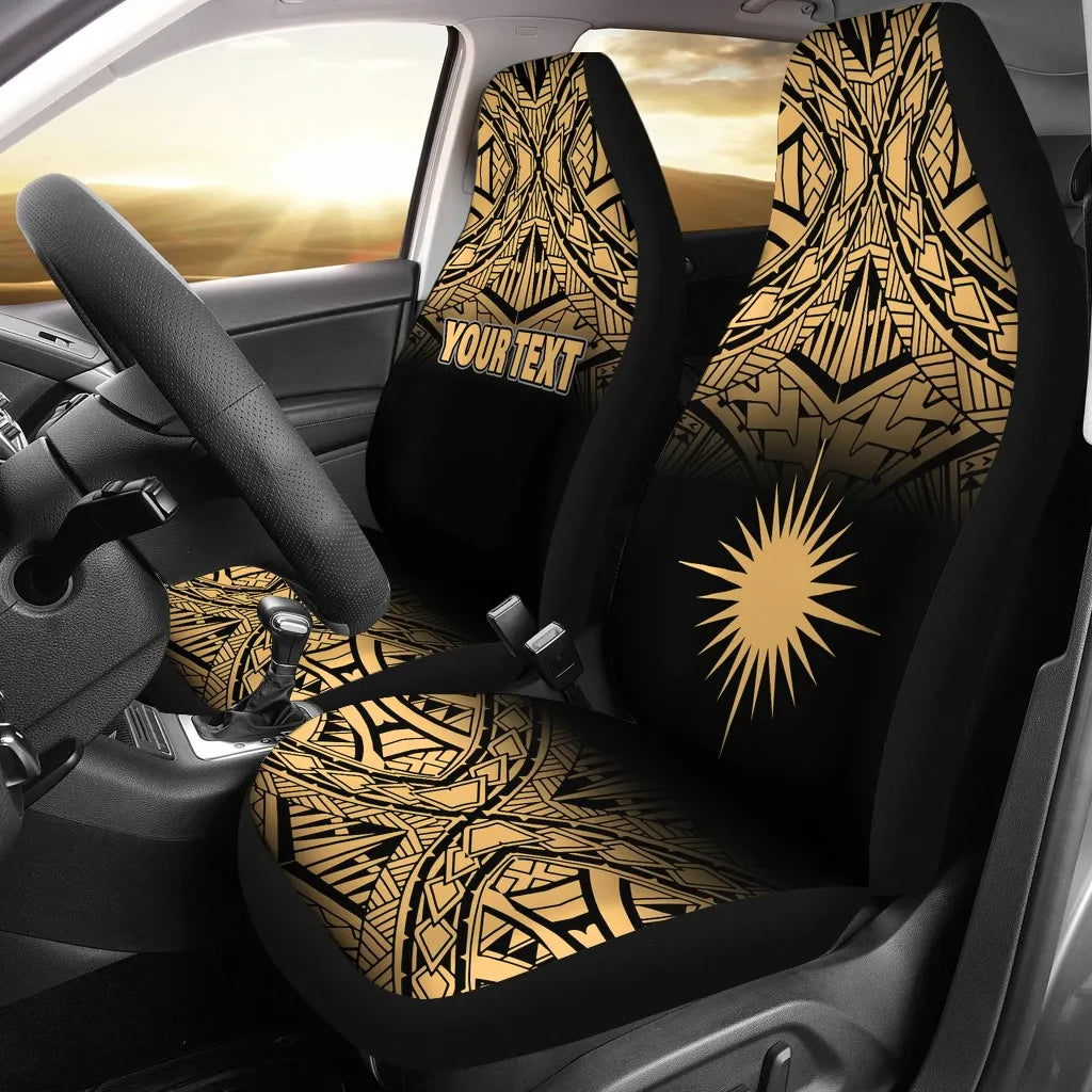 Marshall Islands Car Seat Covers - Marshall Islands Flag Polynesian Tattoo Gold Fog
