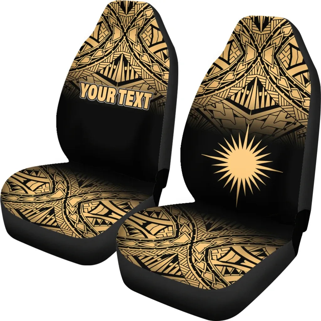 Marshall Islands Car Seat Covers - Marshall Islands Flag Polynesian Tattoo Gold Fog