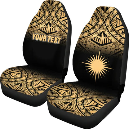 Marshall Islands Car Seat Covers - Marshall Islands Flag Polynesian Tattoo Gold Fog