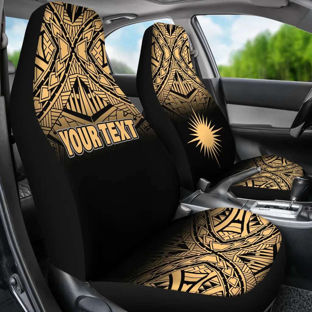 Marshall Islands Car Seat Covers - Marshall Islands Flag Polynesian Tattoo Gold Fog