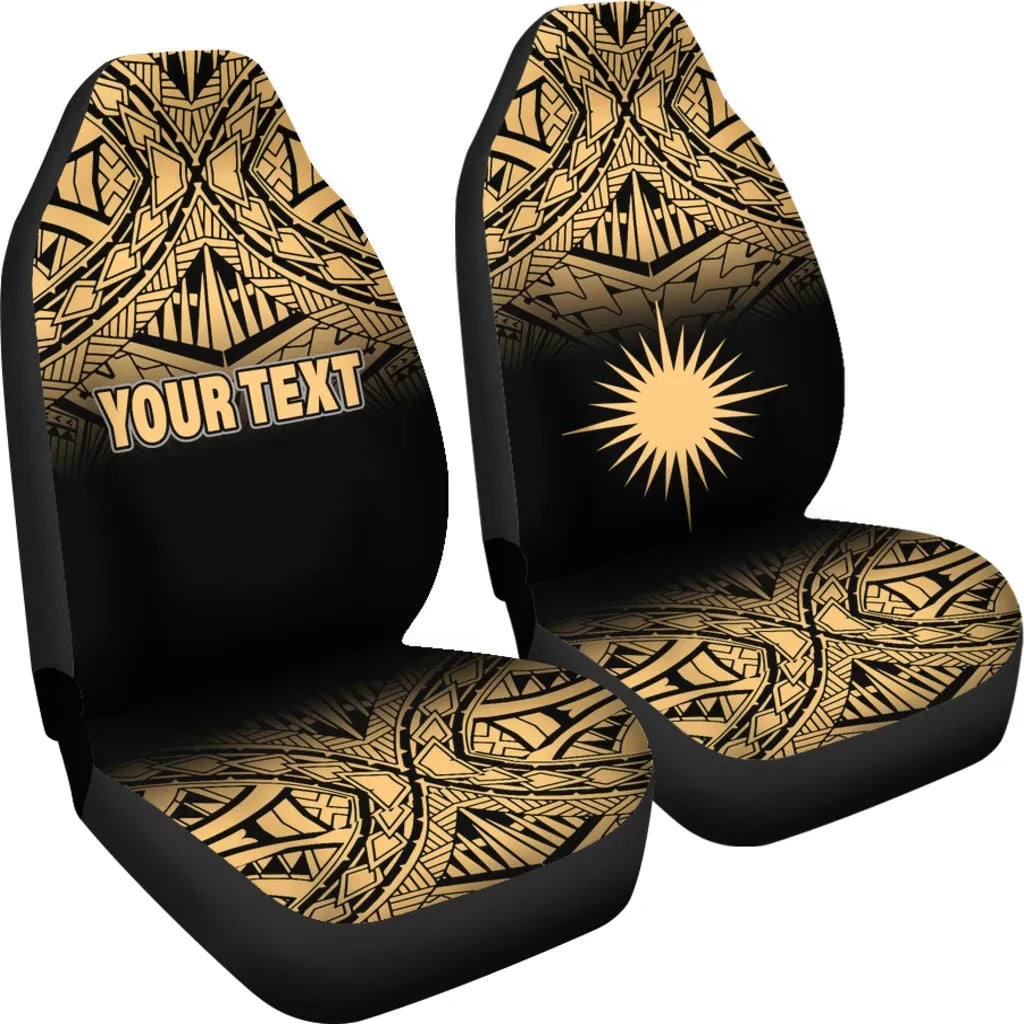 Marshall Islands Car Seat Covers - Marshall Islands Flag Polynesian Tattoo Gold Fog