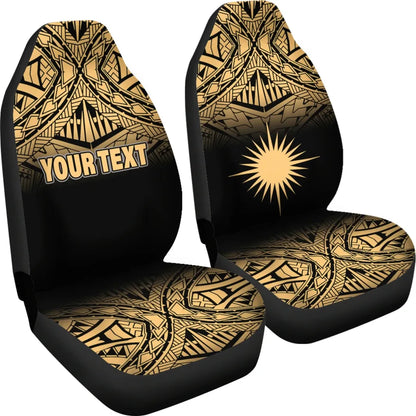 Marshall Islands Car Seat Covers - Marshall Islands Flag Polynesian Tattoo Gold Fog