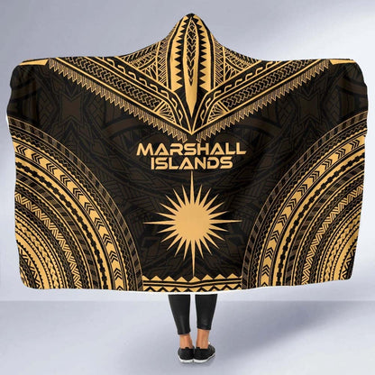 Marshall Islands Polynesian Chief Hooded Blanket - Gold Version