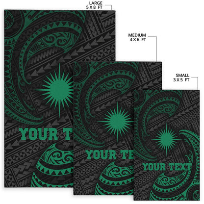 Marshall Islandss Polynesian Custom Personalised Area Rug - Green Tribal Wave