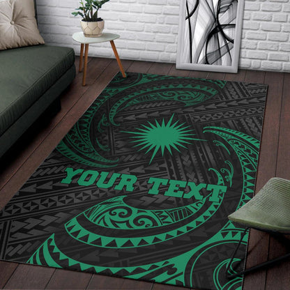 Marshall Islandss Polynesian Custom Personalised Area Rug - Green Tribal Wave