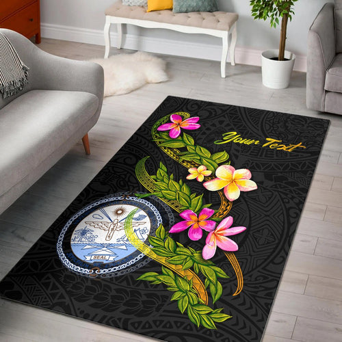 Marshall Islandss Polynesian Custom Personalised Area Rug - Plumeria Tribal