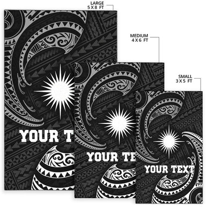Marshall Islandss Polynesian Custom Personalised Area Rug - White Tribal Wave