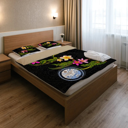 Marshall Islands Polynesian Custom Personalised Bedding Set - Plumeria Tribal