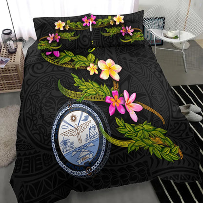 Marshall Islands Polynesian Custom Personalised Bedding Set - Plumeria Tribal