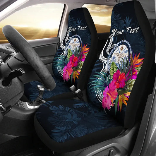 Marshall Islands Polynesian Custom Personalised Car Seat Covers - Tropical Flower