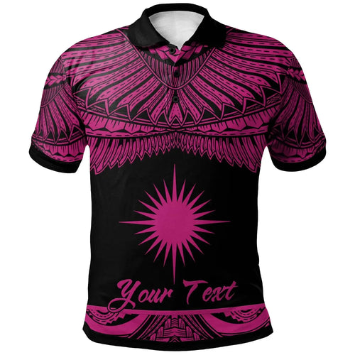 Marshall Islands Polynesian Custom Personalised Polo Shirt - Poly Tattoo Pink Version