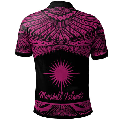 Marshall Islands Polynesian Custom Personalised Polo Shirt - Poly Tattoo Pink Version