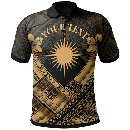 Marshall Islands Polynesian Custom Personalised Polo Shirts - Marshall Islands Gold  Flag Camisole Hibiscus Style