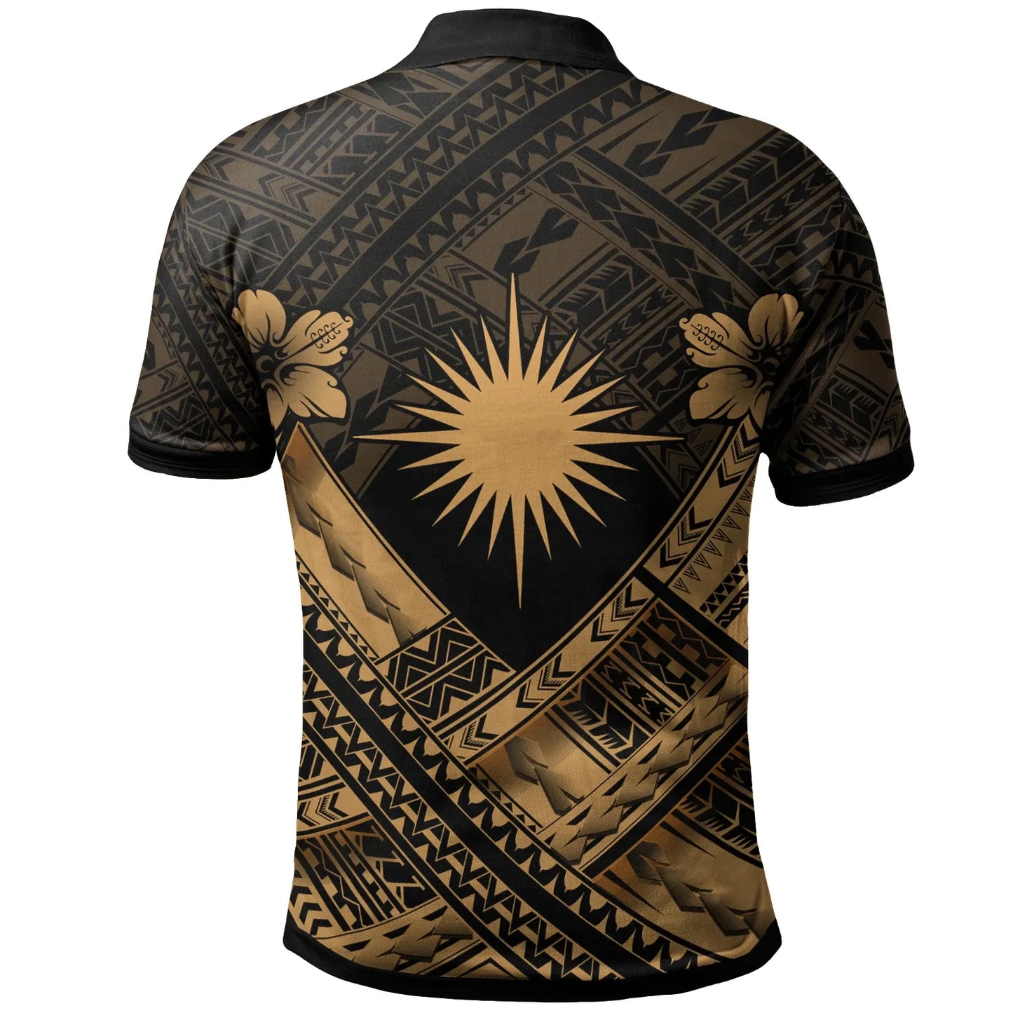 Marshall Islands Polynesian Custom Personalised Polo Shirts - Marshall Islands Gold  Flag Camisole Hibiscus Style