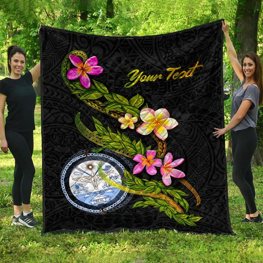 Marshall Islands Polynesian Custom Personalised Quilt - Plumeria Tribal