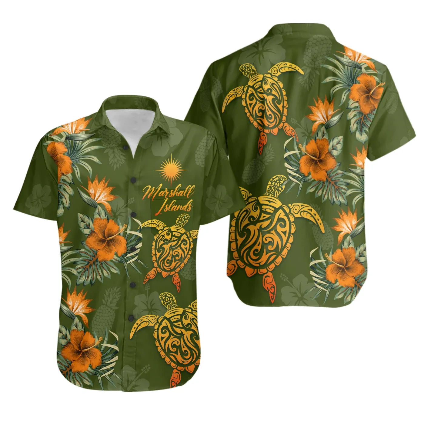 Marshall Islands Polynesian Short Sleeve Shirt - Tropical Summer