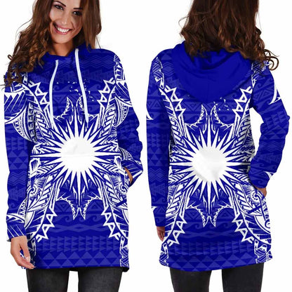 Marshall Islands Polynesian Hoodie Dress Map Blue