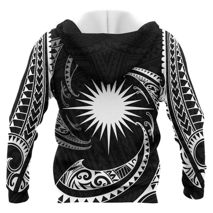 Marshall Islands Polynesian Hoodie - White Tribal Wave