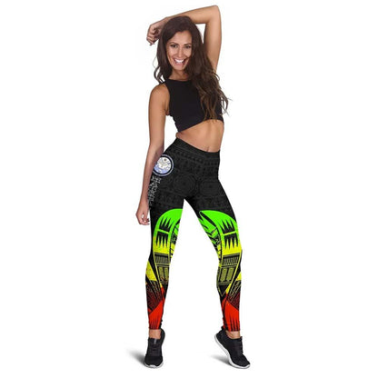 Marshall Islands Polynesian Legging - Polynesian Tattoo Reggae Version