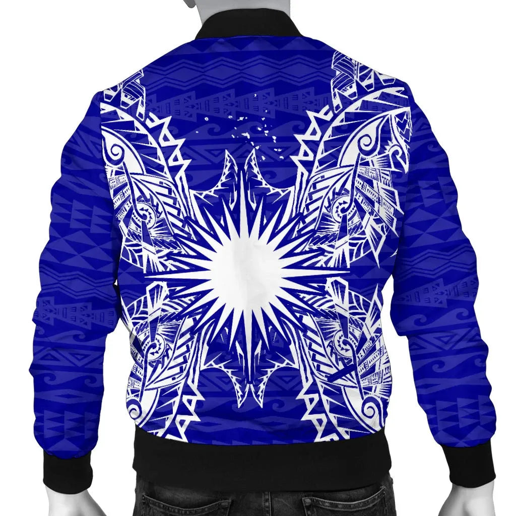 Marshall Islands Polynesian Bomber Jacket Map Blue