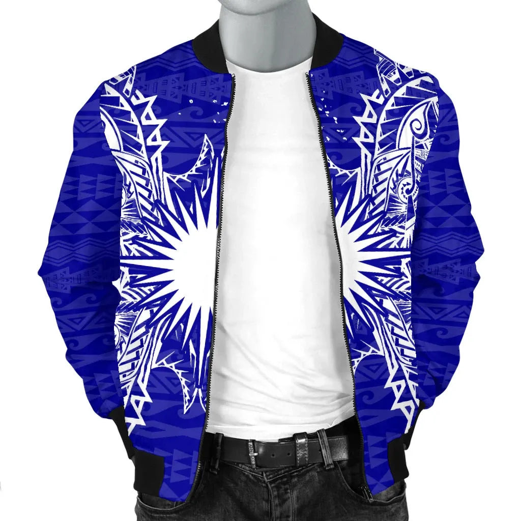 Marshall Islands Polynesian Bomber Jacket Map Blue