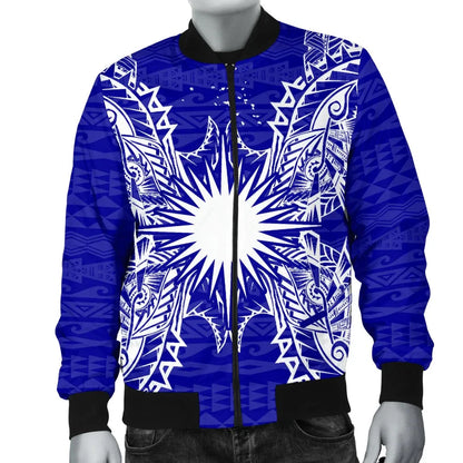 Marshall Islands Polynesian Bomber Jacket Map Blue
