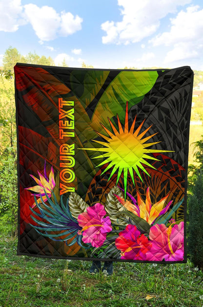 Marshall Islands Polynesian Personalised Premium Quilt -  Hibiscus and Banana Leaves