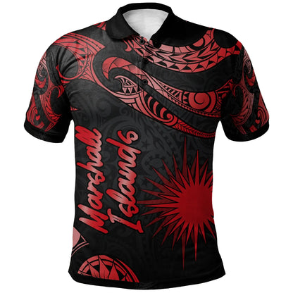 Marshall Islands Polynesian Polo Shirt - Poly Tattoo Red Version