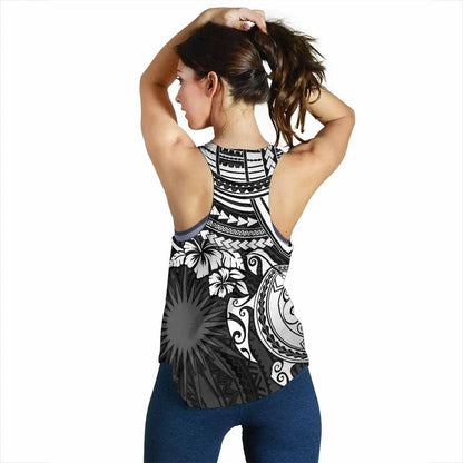 Marshall Islands Polynesian Racerback Tank (Women) - White Turtle