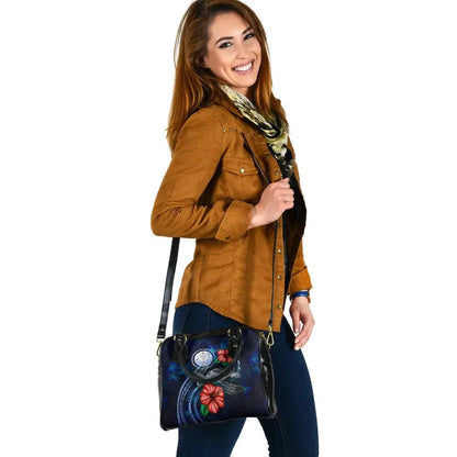 Marshall Islands Polynesian Shoulder Hand Bag - Blue Turtle Hibiscus