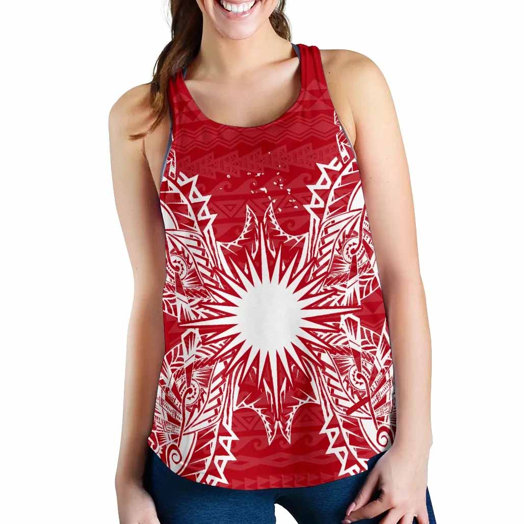 Marshall Islands Polynesian Women Tank Top Map Red White