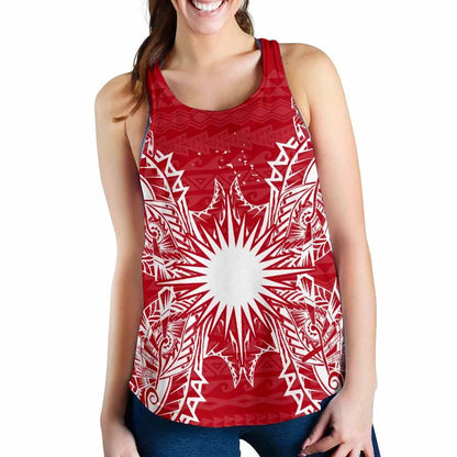 Marshall Islands Polynesian Women Tank Top Map Red White
